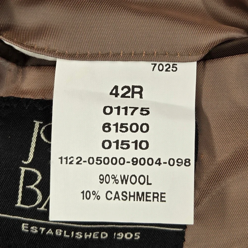 Jos A Bank Mens 42R Wool Cashmere Blazer Sport Coat Olive Brown 2-Button Jacket